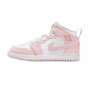 NEW NIKE kid's jordan 1 mid sneakers in pink foam/white-fire red